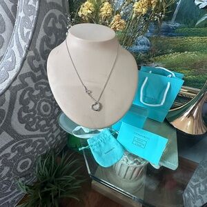 Tiffany & Co. Sterling Silver Open Heart Pendant Necklace - Silver